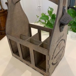 Gray Stained Custom Wooden Drink Carrier
