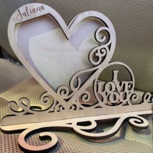 I Love You Picture Frame with Name Natural Birch