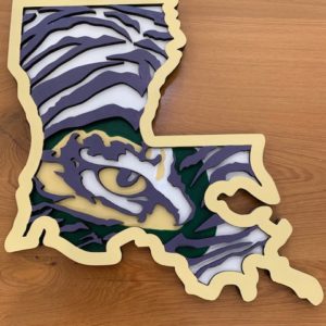 Louisiana with LSU Tiger Eye and Stripes